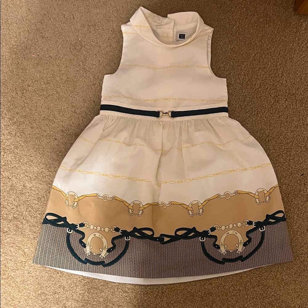 Janie and Jack White and Tan Equestrian Kids Dress